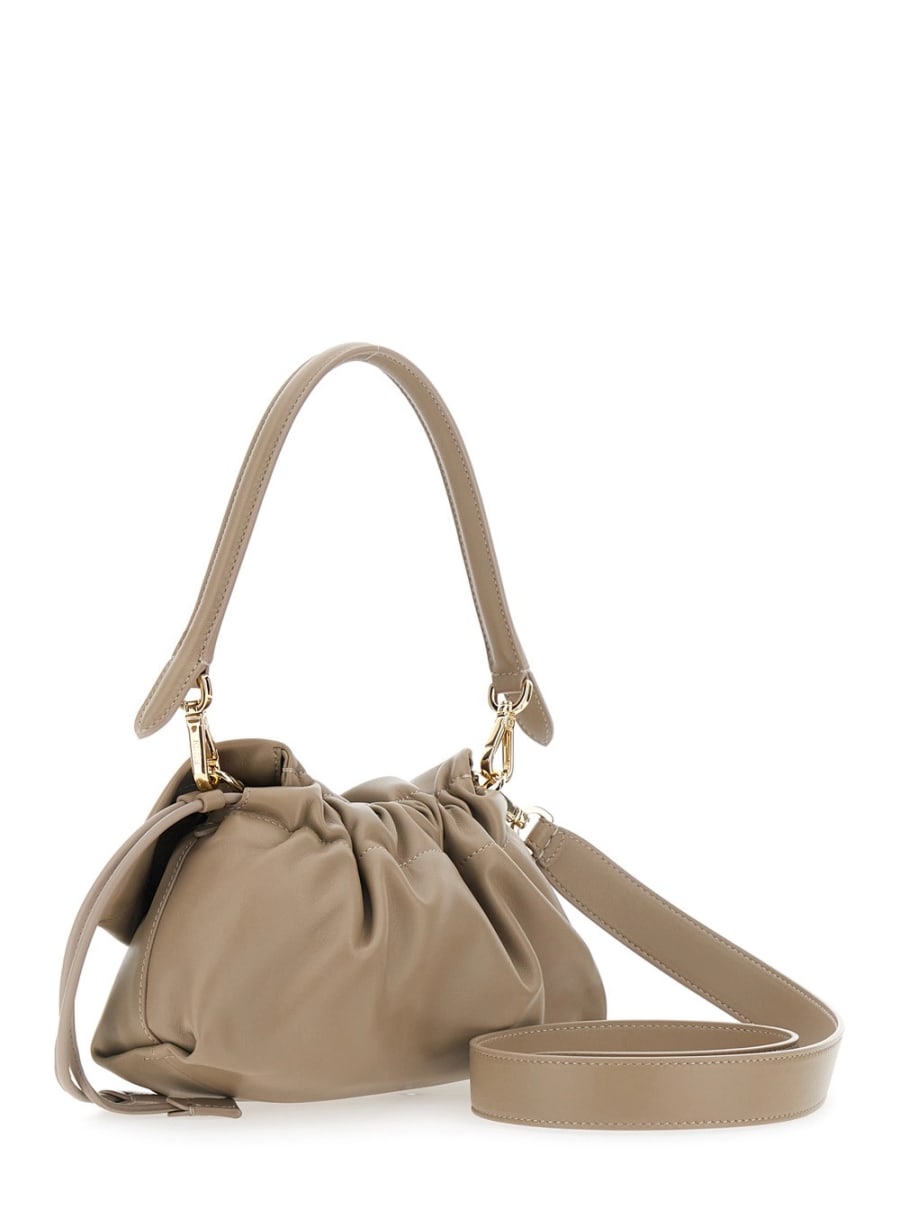 Fendi Borsa a Spalla 'Baguette Soft' Media  con placca FF sul Fronte e Chiusura a Coulisse in Pelle Beige Donna, view 3