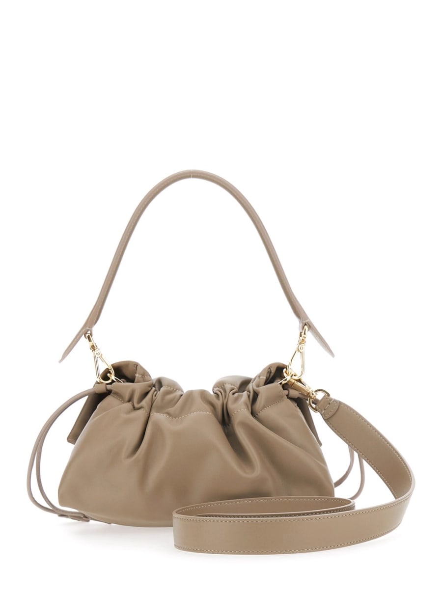 Fendi Borsa a Spalla 'Baguette Soft' Media  con placca FF sul Fronte e Chiusura a Coulisse in Pelle Beige Donna, view 4