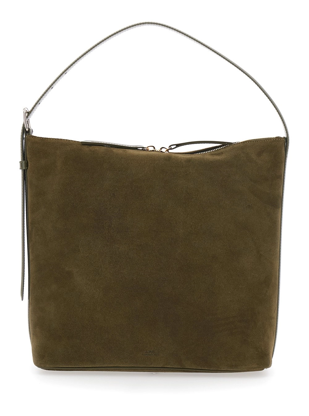 A.P.C. Borsa a Spalla 'Vera' con Manico Superiore e Chiusura con Zip in Pelle Scamosciata Marrone Donna