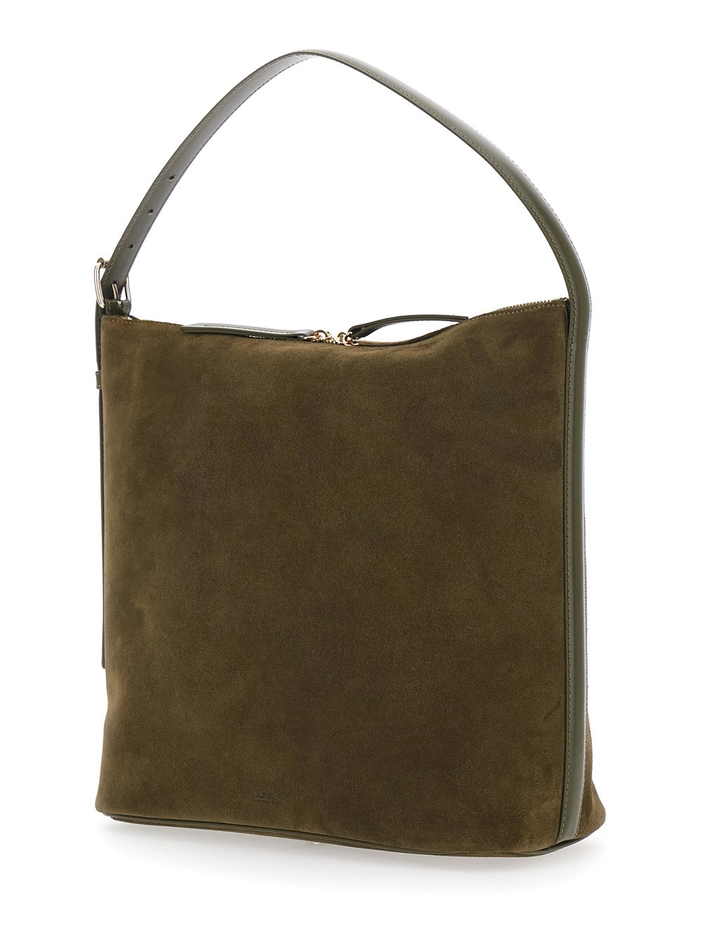 A.P.C. Borsa a Spalla 'Vera' con Manico Superiore e Chiusura con Zip in Pelle Scamosciata Marrone Donna, view 2
