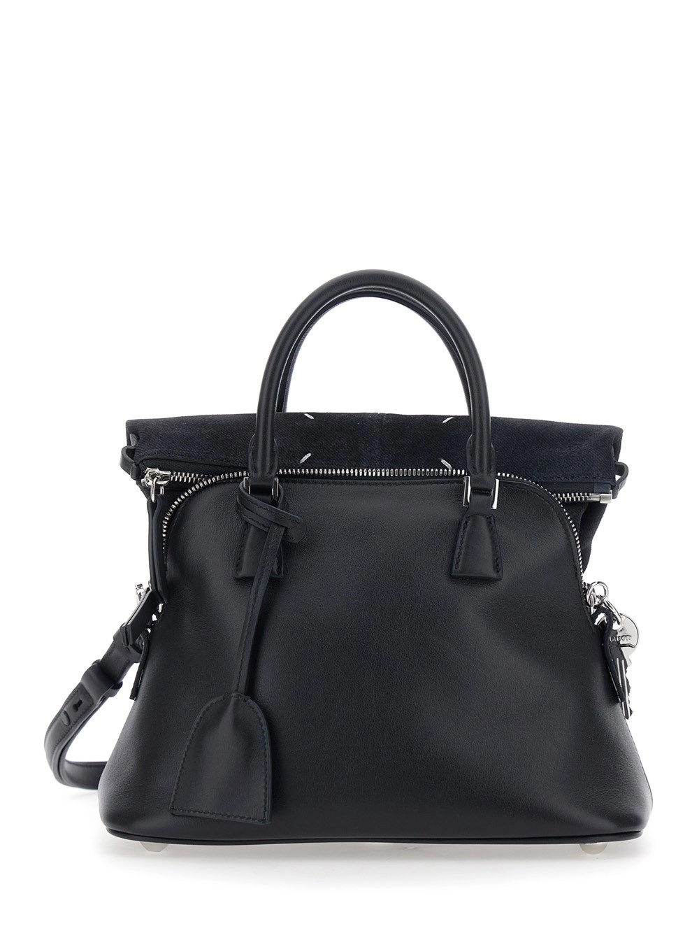 Maison Margiela Borsa a Mano con Tracolla Regolabile e Removibile in Pelle Nera Donna