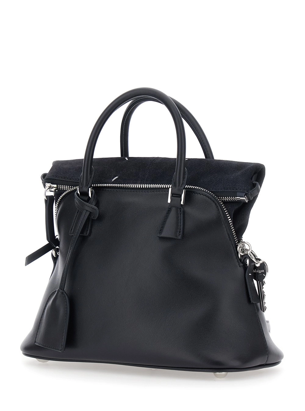 Maison Margiela Borsa a Mano con Tracolla Regolabile e Removibile in Pelle Nera Donna, view 2