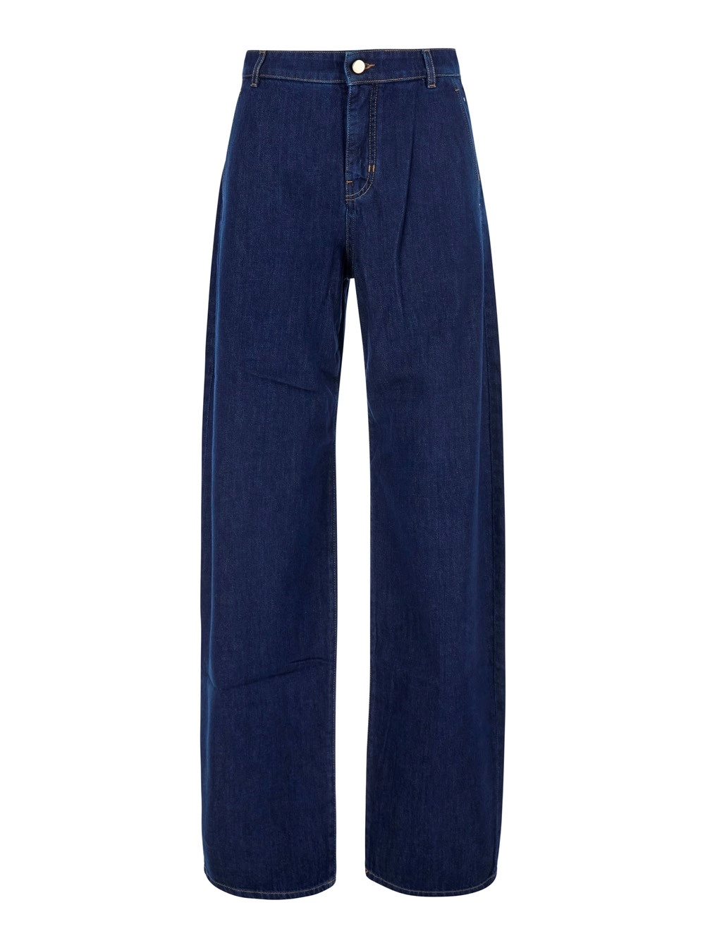 Max Mara Studio Jeans 'Conico' con cuciture a contrasto e vita alta in denim blu donna