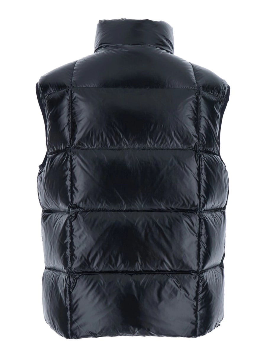 Dsquared2 Piumino Smanicato a Collo Alto con Patch Logo sul Fronte in Tessuto Tecnico Nero Uomo, view 2
