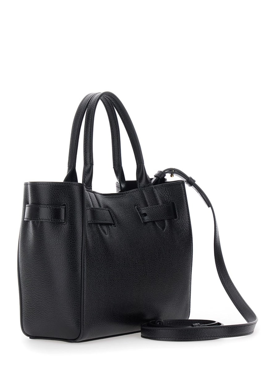 Tom Ford Borsa a Mano 'Audrey Piccola' con Cinturino Regolabile e Logo Lettering sul Fronte in Pelle Martellata Nera Donna, view 3