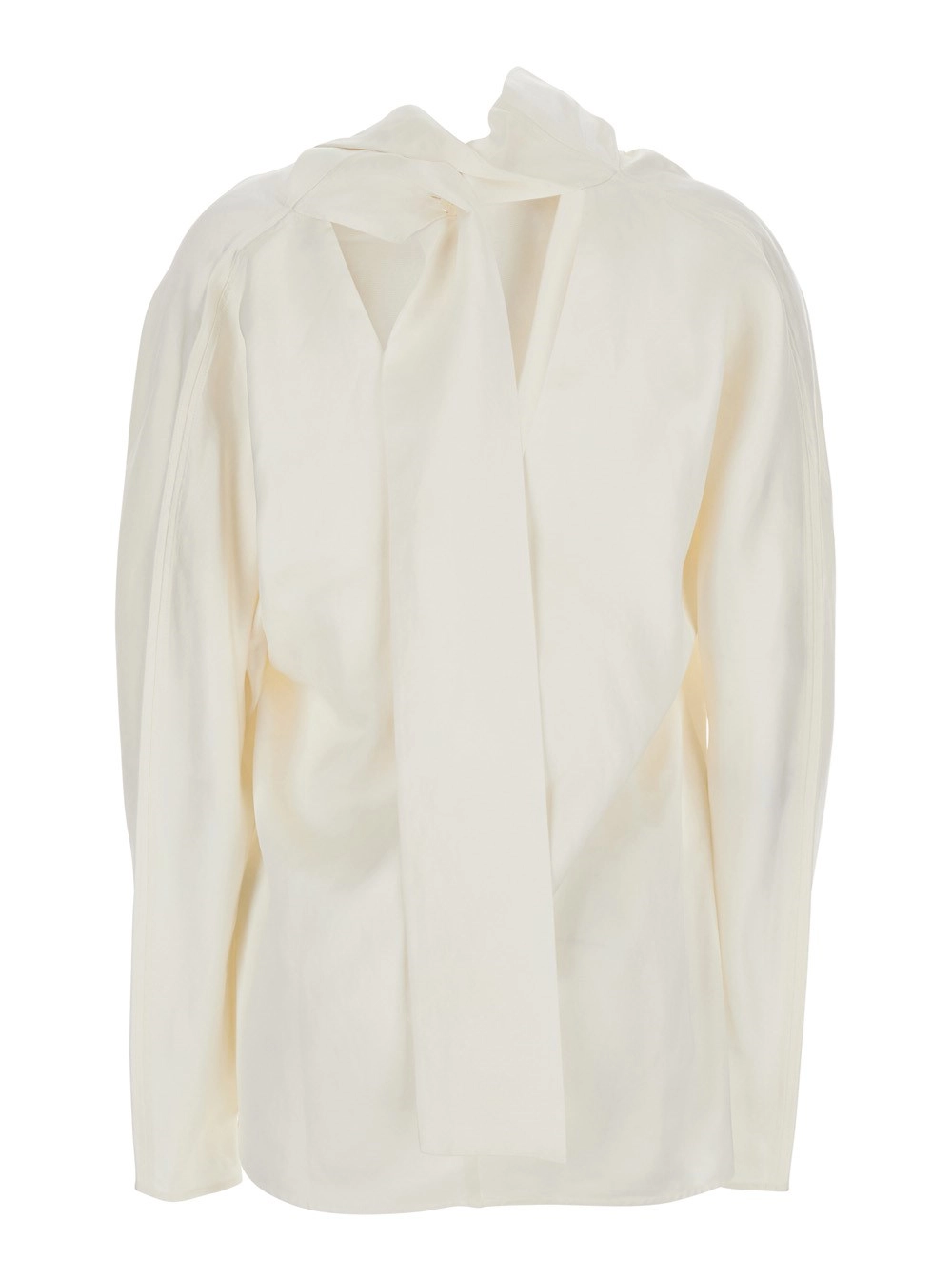 Toteme Blusa con Collo a Cowl e nodo sul retro in misto Seta Bianca Donna, view 2