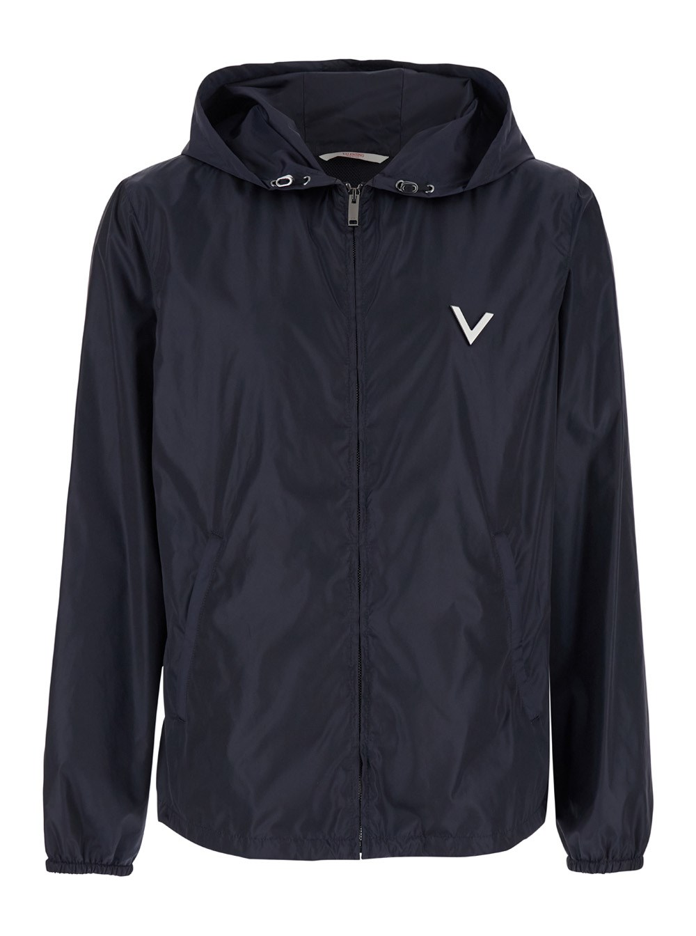 Valentino Giubbotto con VLogo Patch in Nylon Blu Uomo