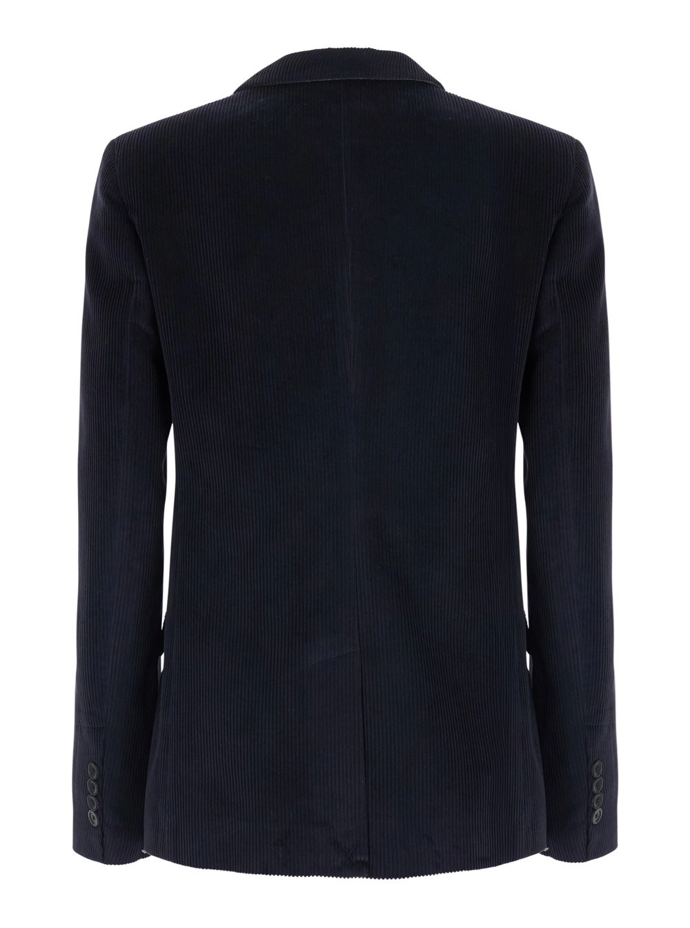 Semicouture Giacca doppiopetto con revers a lancia in velluto a coste blu donna, view 2