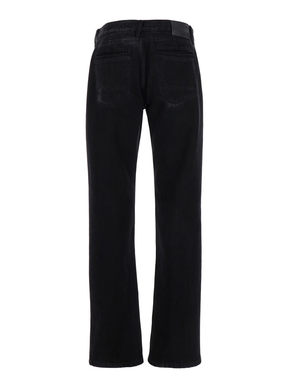 Alexander McQueen Jeans con Patch Logo sul Retro e Effetto Consumato in Denim Nero Uomo, view 2