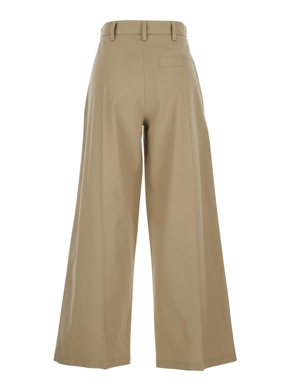 Tela Pantaloni con pieghe sul fronte in cotone beige donna, view 2