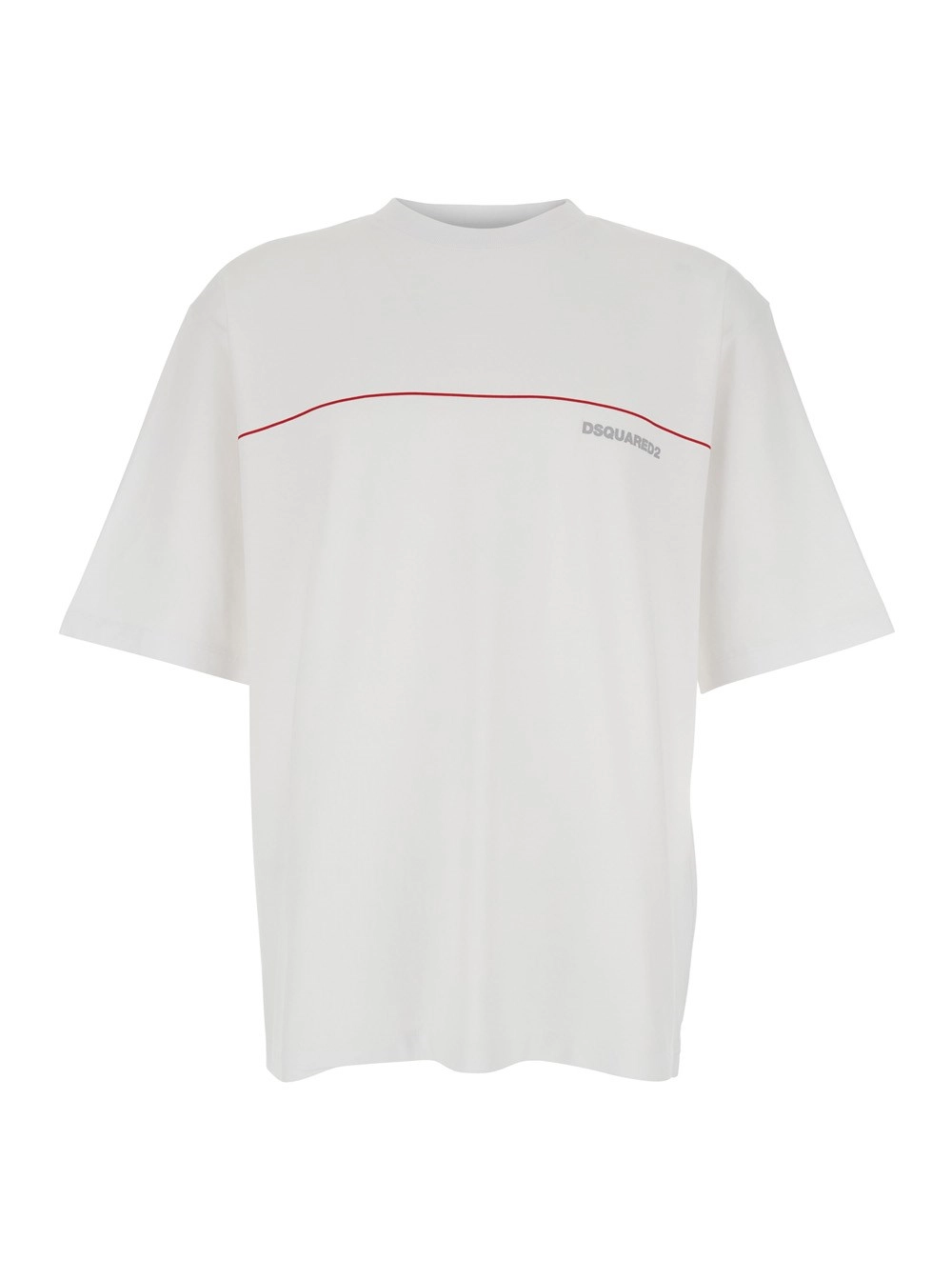 Dsquared2 T-Shirt con Logo Lettering sul Fronte in Cotone bianca Uomo