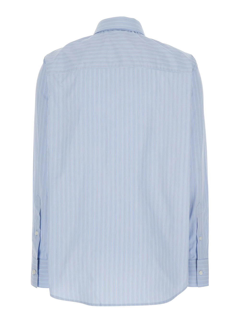 Rohe Camicia Azzurra con Colletto Doppio e Motivo a Righe All-Over in Cotone Donna, view 2