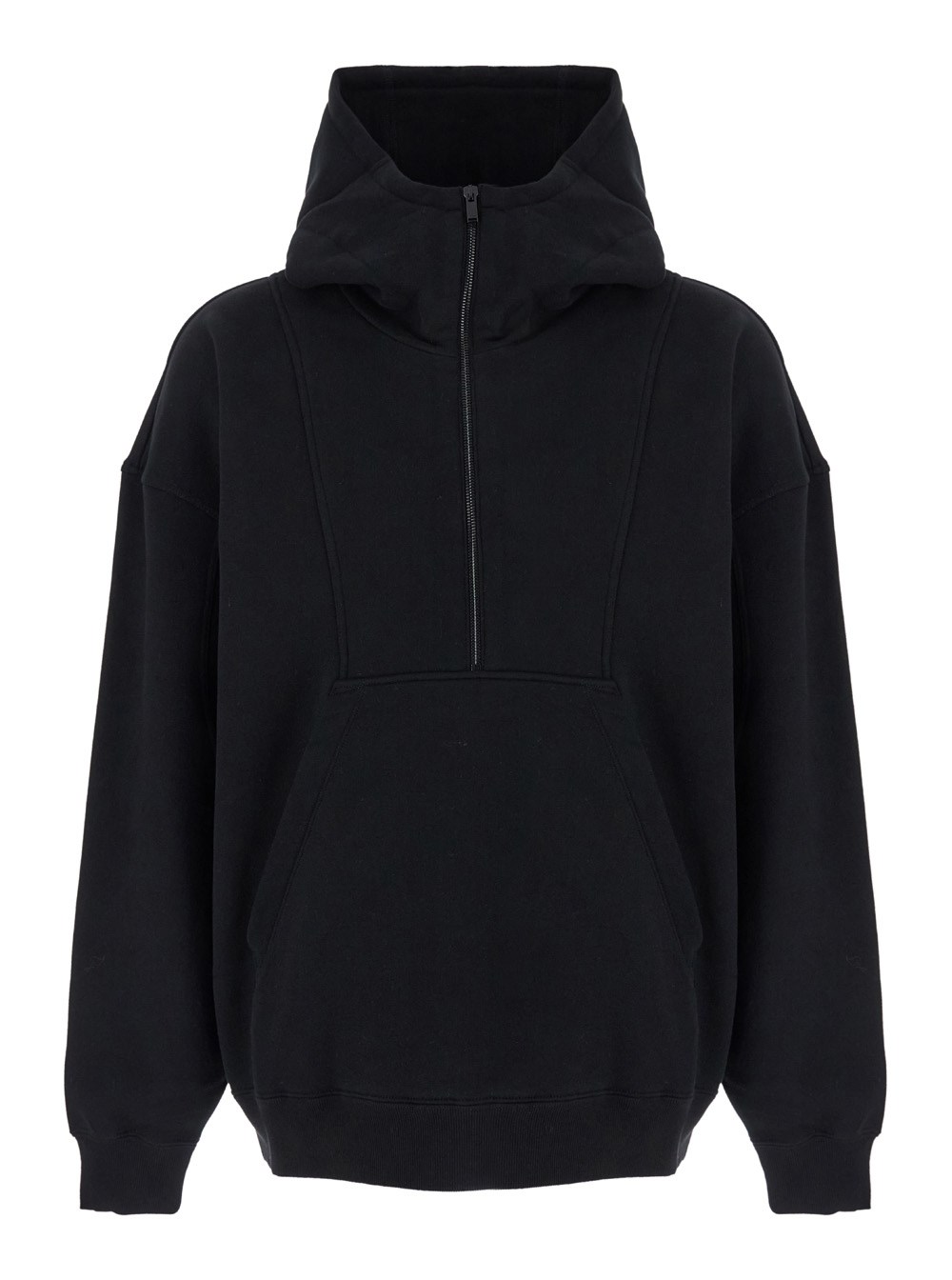 Saint Laurent Felpa con Cappuccio e Ricamo Logo Lettering in Cotone Nero Uomo
