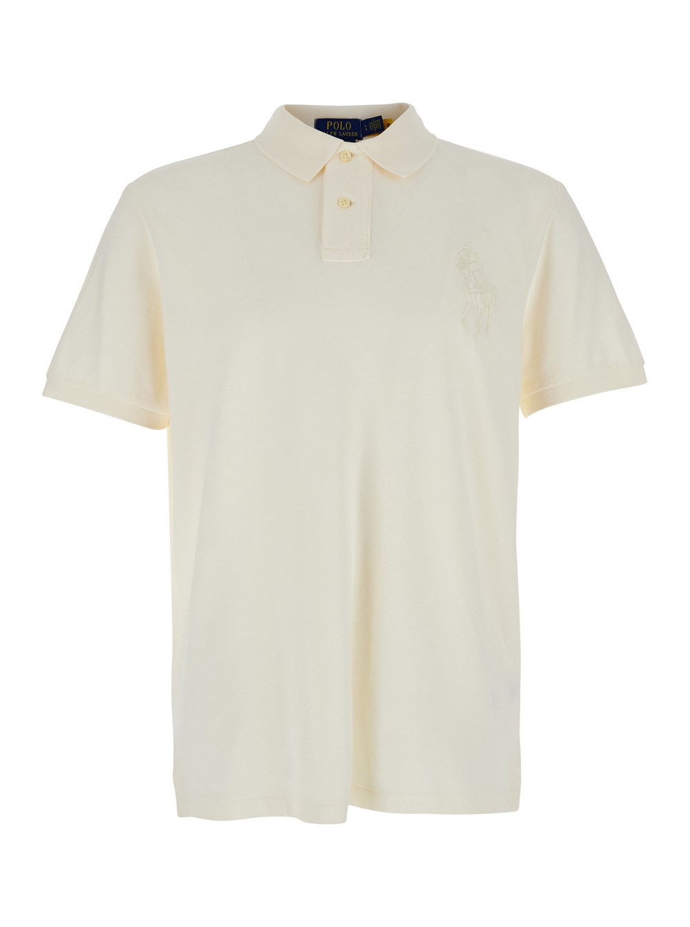Polo Ralph Lauren Polo "Custom Slim Fit" con Dettaglio Cavallino Grande sul Fronte in Piquet di Cotone Bianca Uomo