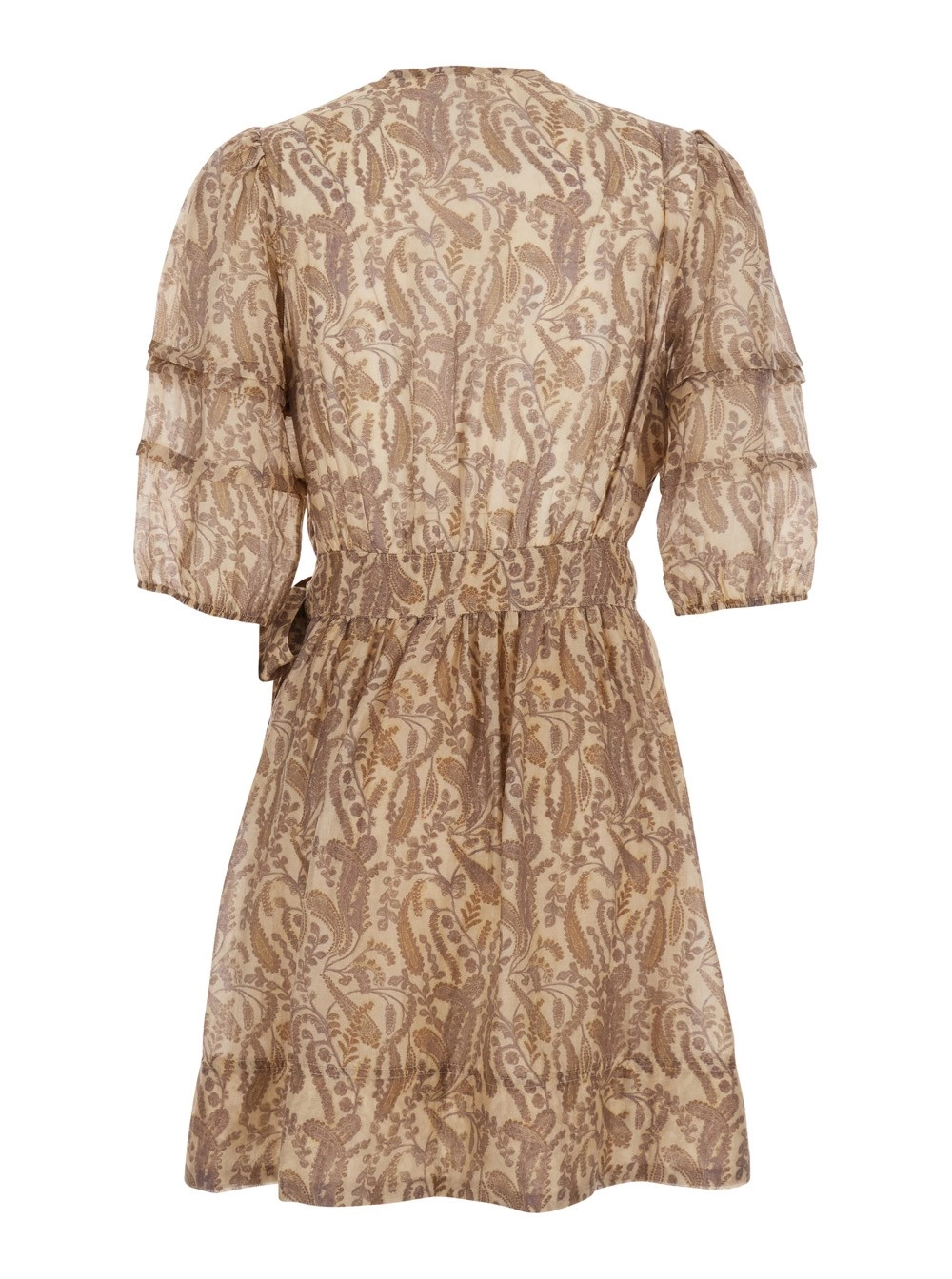 Ba&sh Abito 'Teodora' con Scollo a V e Nodo in Vita in Tessuto Beige Donna, view 2