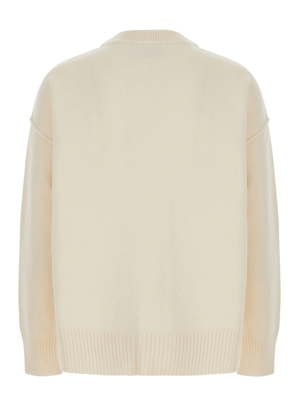AMI Paris Cardigan con Scollo a V e Ricamo ADC sul Fronte in Lana bianca uomo, view 2