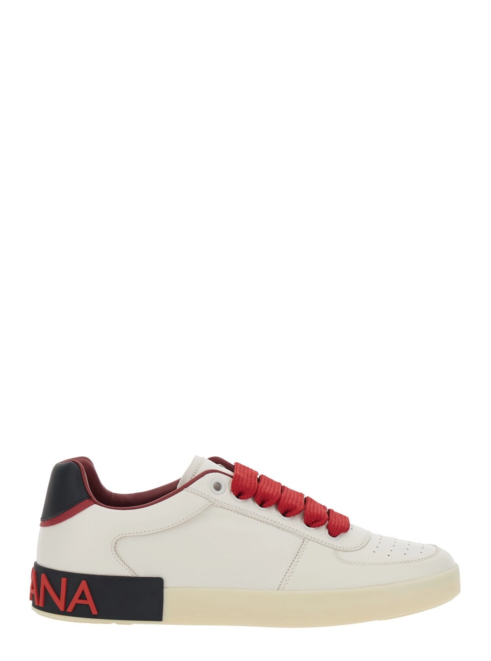 Dolce & Gabbana Sneaker 'Portofino Custom' Low Top con Tallone a Contrasto eLogo Lettering in Pelle Bianche Uomo