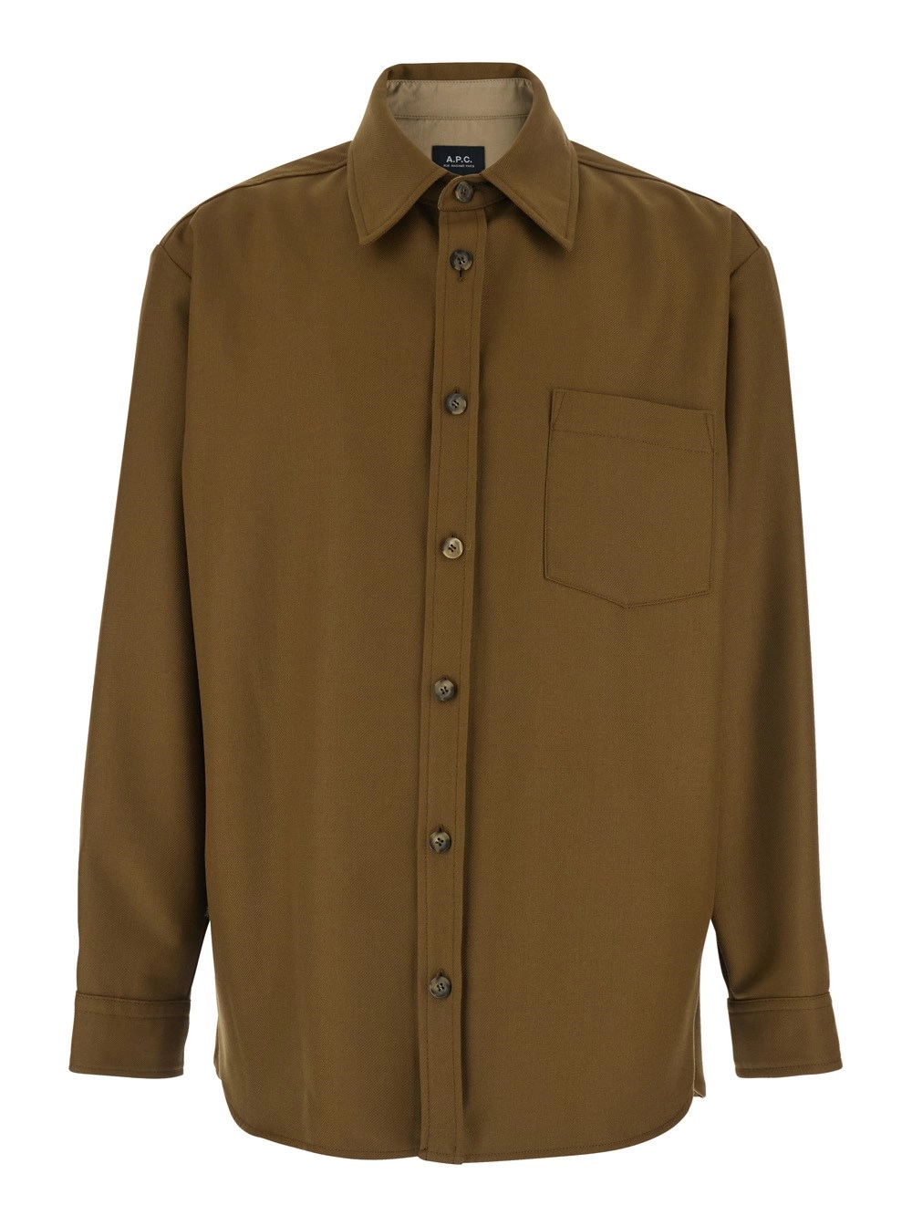 A.P.C. Giubbotto con Colletto Classico e Polsini con Bottone in Misto Lana Marrone Uomo