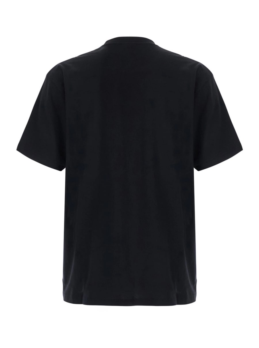 Gucci T-shirt girocollo con ricamo crest sul fronte in misto cotone nera uomo, view 2