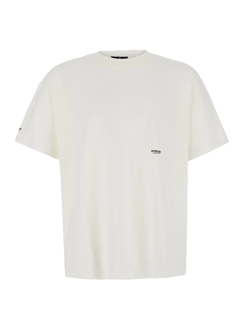 Represent T-shirt con logo sul fronte, sul retro e sulla manica in cotone bianca uomo