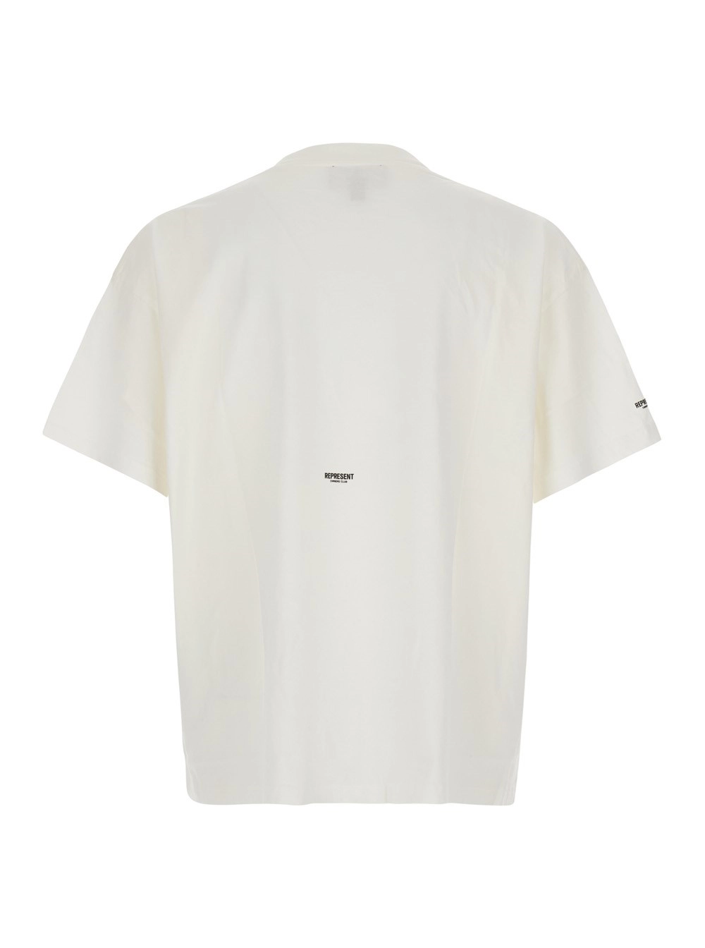 Represent T-shirt con logo sul fronte, sul retro e sulla manica in cotone bianca uomo, view 2