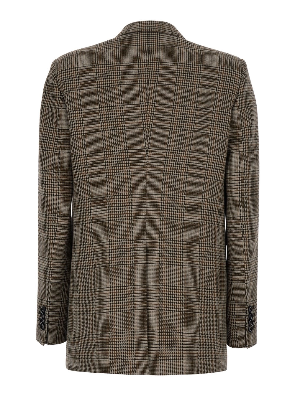 Tagliatore Giacca Doppiopetto 'Jasmine' con Revers a Lancia e Motivo Check All-Over in Lana Marrone Donna, view 2