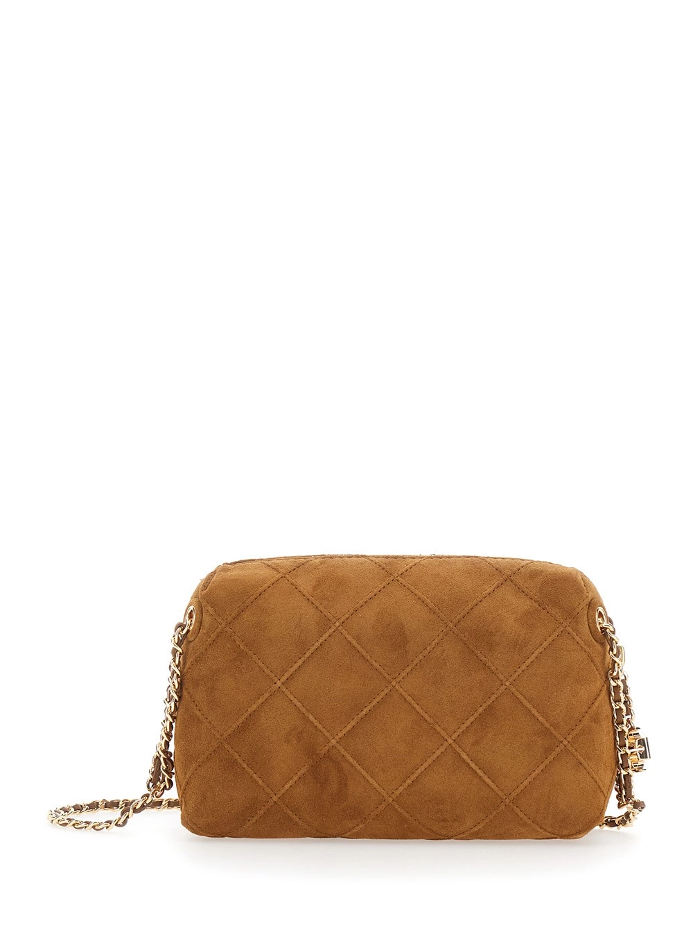 Tory Burch Borsa a Tracolla 'Fleming' con Tracolla a Catena e Ciondolo con Logo in Suede Marrone Donna