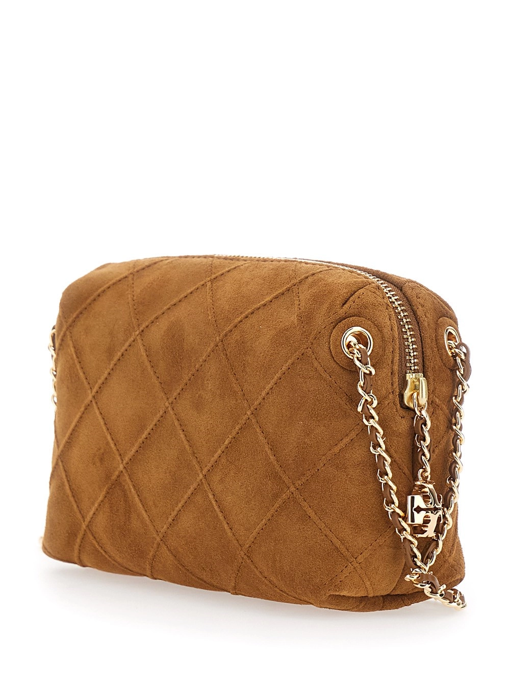 Tory Burch Borsa a Tracolla 'Fleming' con Tracolla a Catena e Ciondolo con Logo in Suede Marrone Donna, view 2