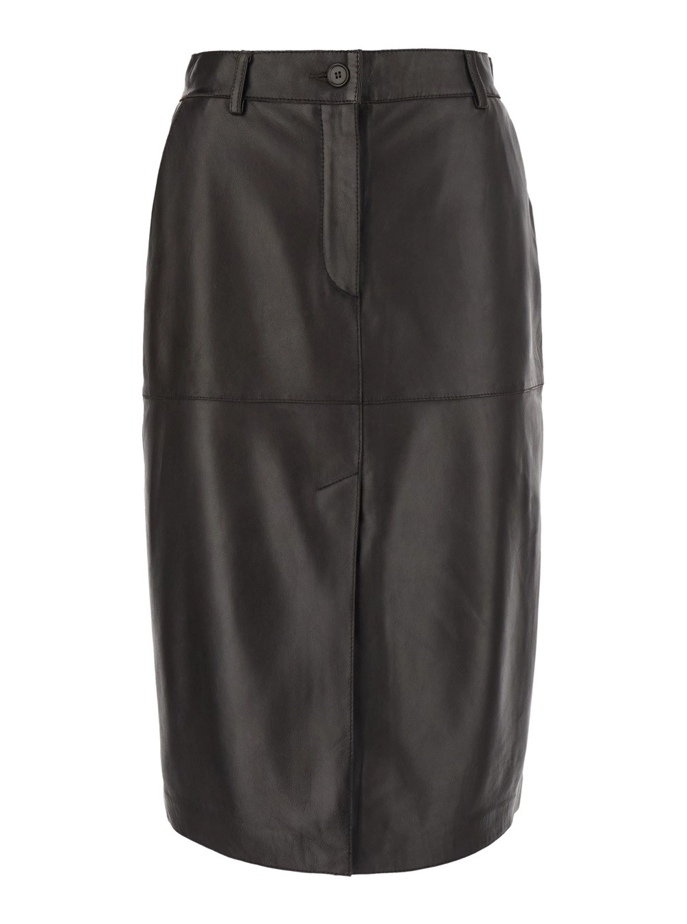 P.A.R.O.S.H. Gonna con chiusura sul fronte e spacco in pelle marrone per donna