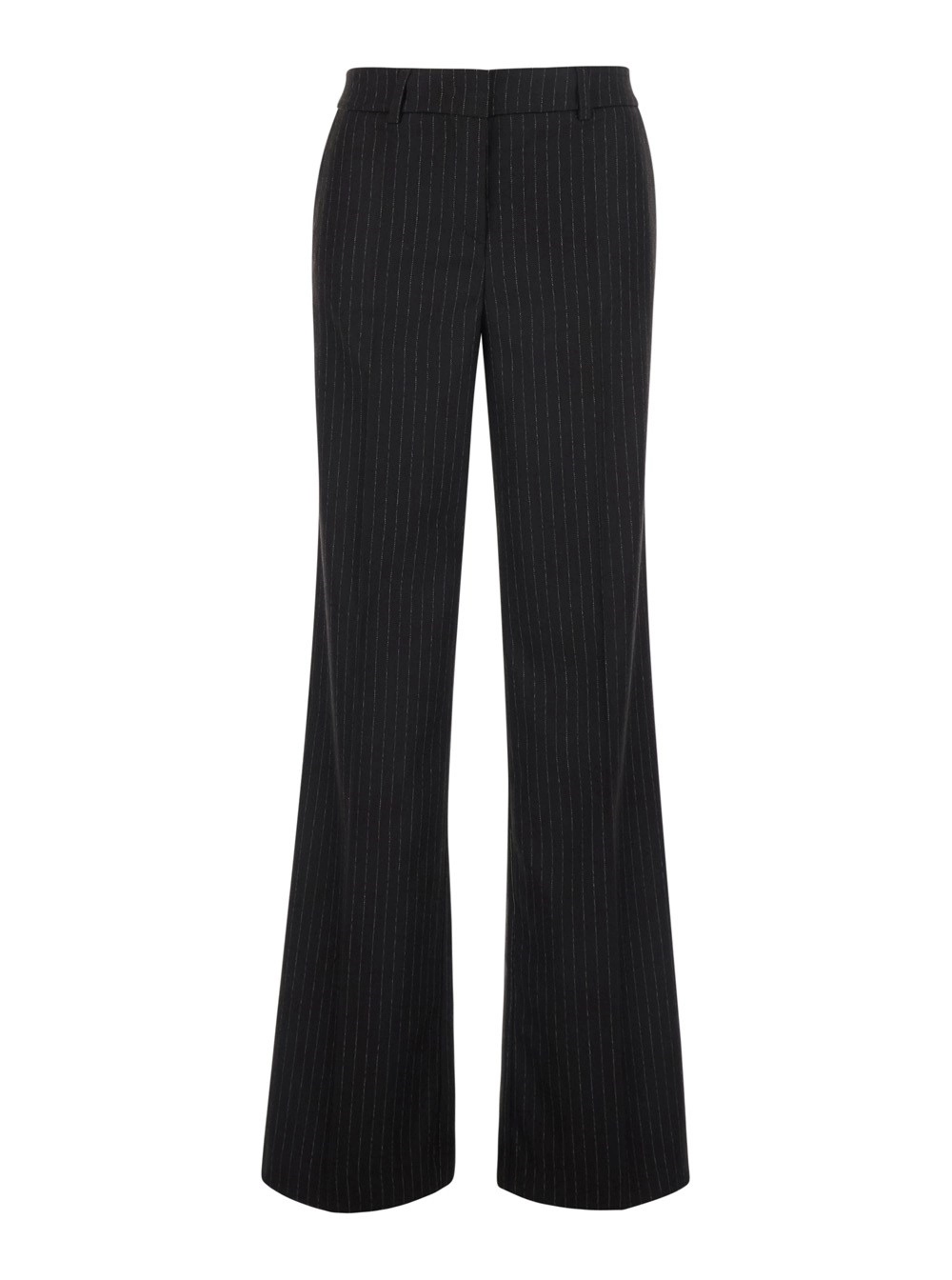 Leplain Pantaloni con Gamba Svasata e Motivo Gessato All-Over in Tessuto Marroni Donna
