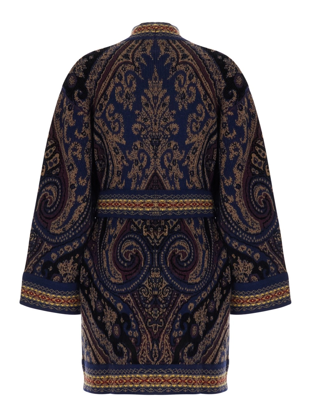Etro Cardigan con cintura sul fronte e ricamo geometrico all-over in misto lana multicolor donna, view 2
