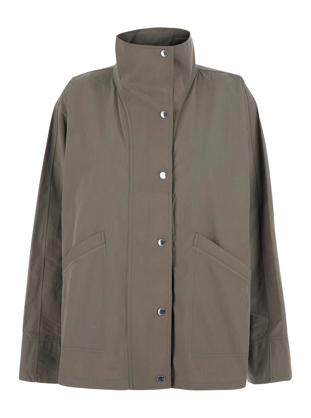 Toteme Giubbotto con collo alto con bottoni in misto cotone grigio donna