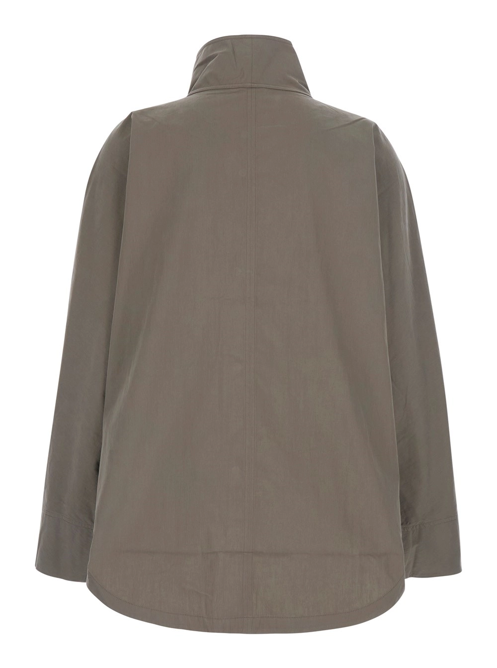 Toteme Giubbotto con collo alto con bottoni in misto cotone grigio donna, view 2