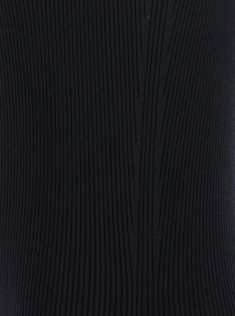 Rick Owens Abito Lungo 'Athena' Smanicato con Scollo Ampio e Lavorazione a Coste in Misto Viscosa Nero Donna, view 3