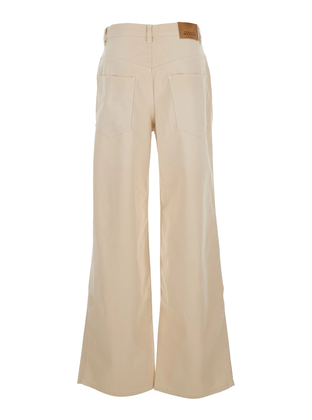 Isabel Marant Jeans 'Rodayna' con Patch Logo sul Retro e Gamba Ampia in Denim Beige Donna, view 2