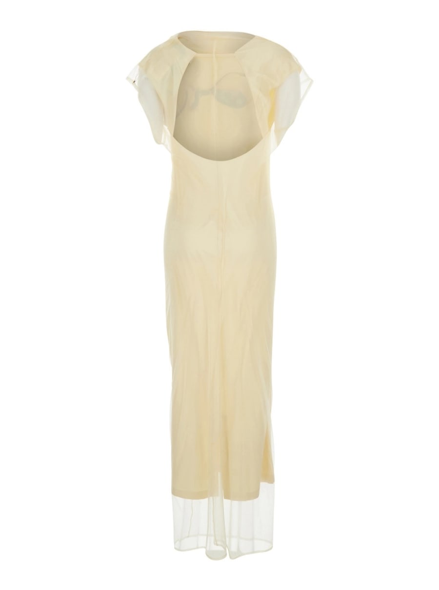 Sportmax Abito Lungo 'Viale' con Motivo Floreale sul Fronte e Scollo Rotondo sulla Schiena in Tessuto Tecnico Stretch Giallo Donna, view 2