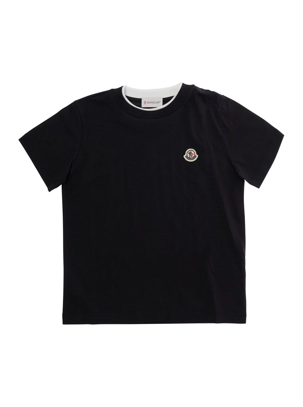 Moncler kids T-shirt con logo e patch in cotone nero bambino