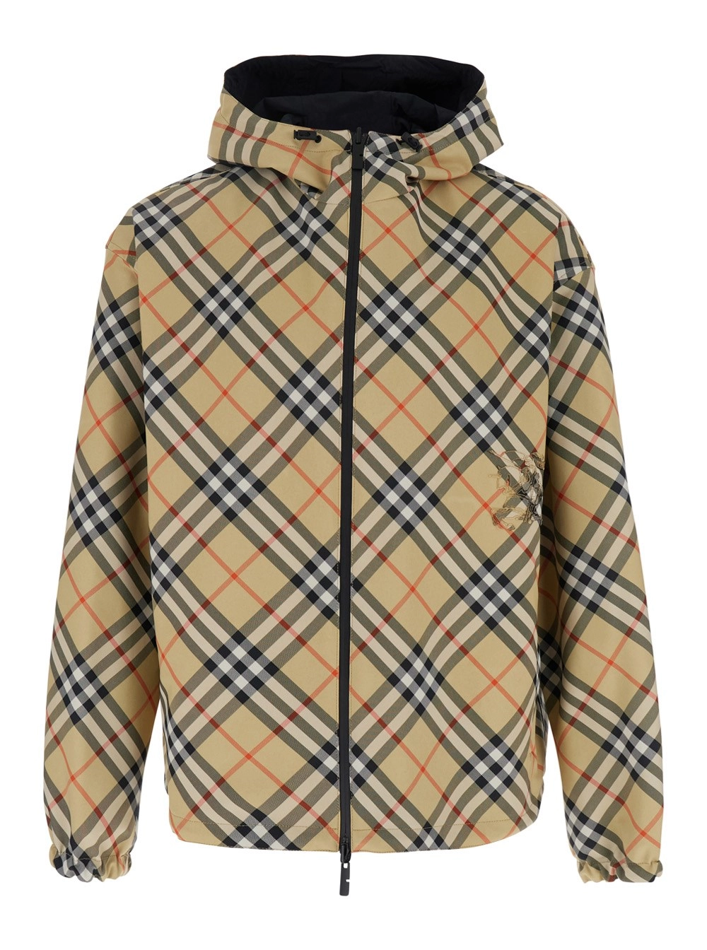 Burberry Giubbotto Reversibile con Ricamo Logo EKD e Motivo Check Beige Uomo
