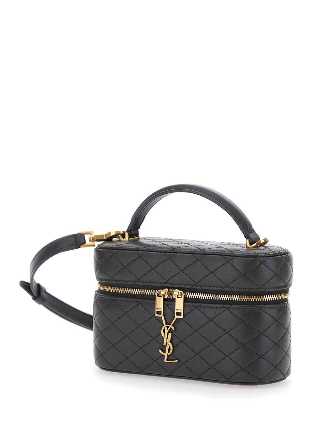 Saint Laurent Borsa a Spalla 'Gaby' con Dettagli in Pelle Grigia Donna, view 2