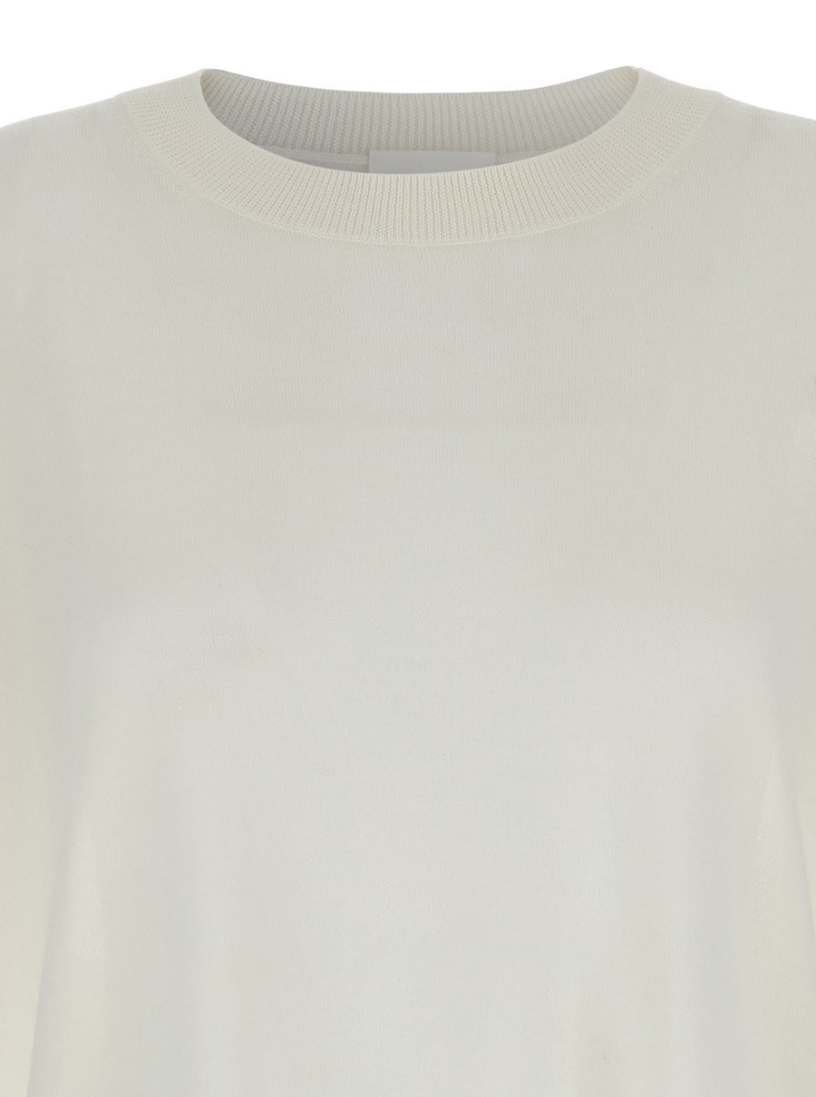P.A.R.O.S.H. Maglia Girocollo a Maniche Lunghe in Misto Lana e Seta Bianca Donna, view 3