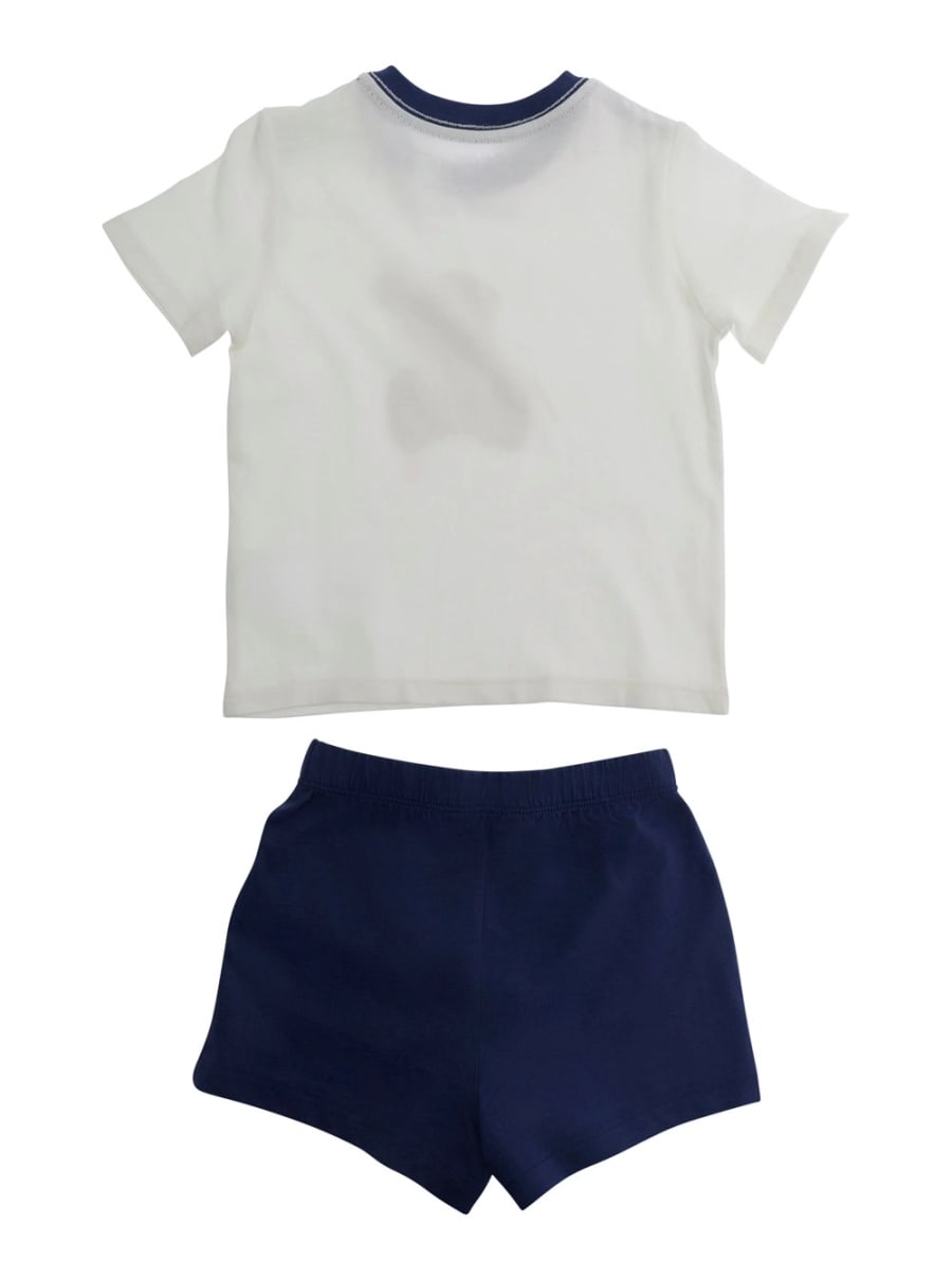 Polo ralph lauren kids KNIT-SHORT SET-OUTFIT SET Bianco Completo con T-Shirt e Pantaloni in Cotone Bambino, view 2