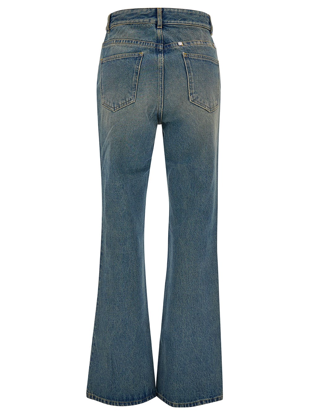 Givenchy Jeans Bootcut con Dettaglio 4G in Denim Effetto Vintage Azzurro Donna, view 2