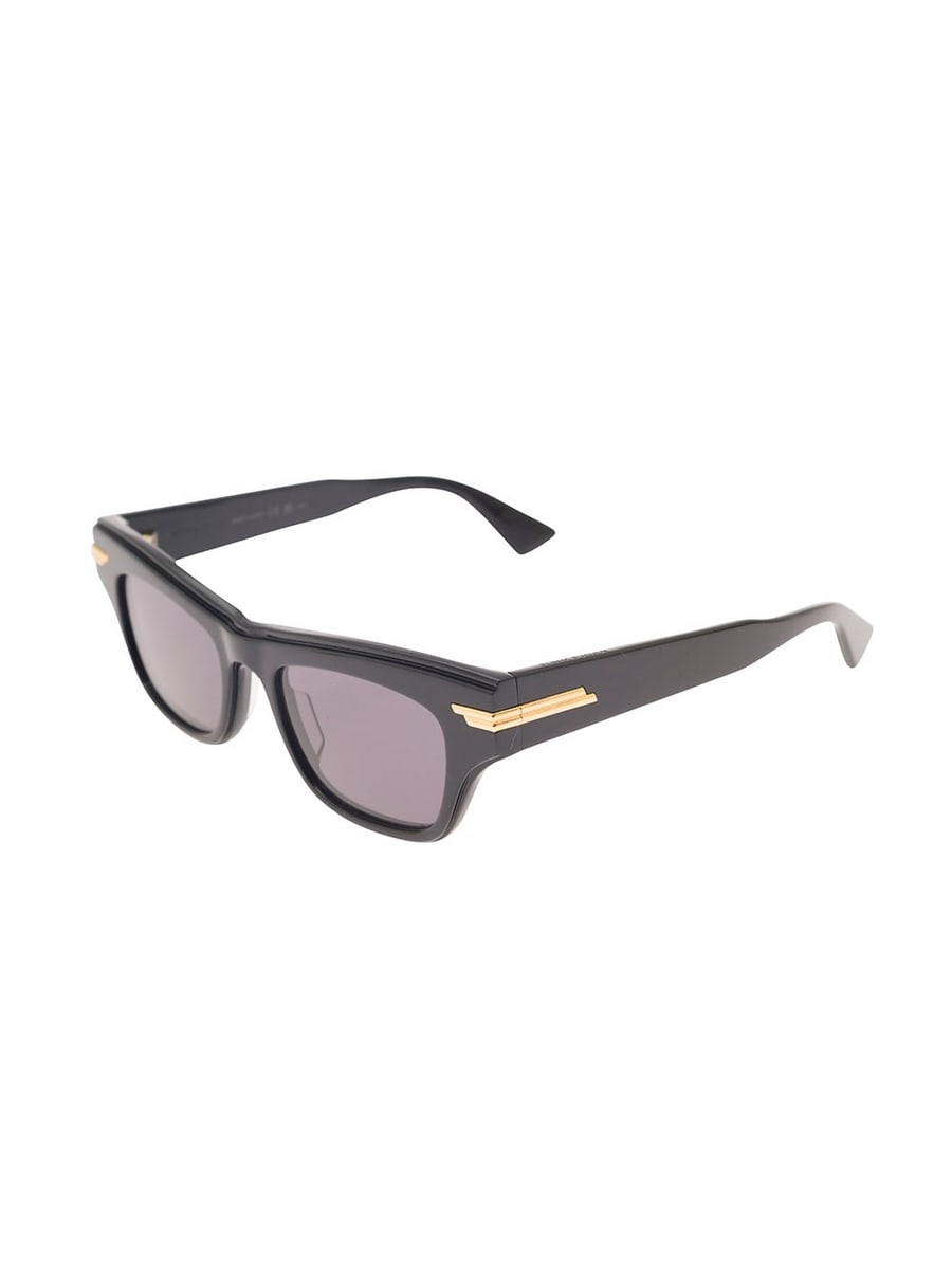 Bottega Veneta Occhiali da Sole Rettagolari 'BV1122S' con Dettaglio Dorato in Acetato Nero Donna