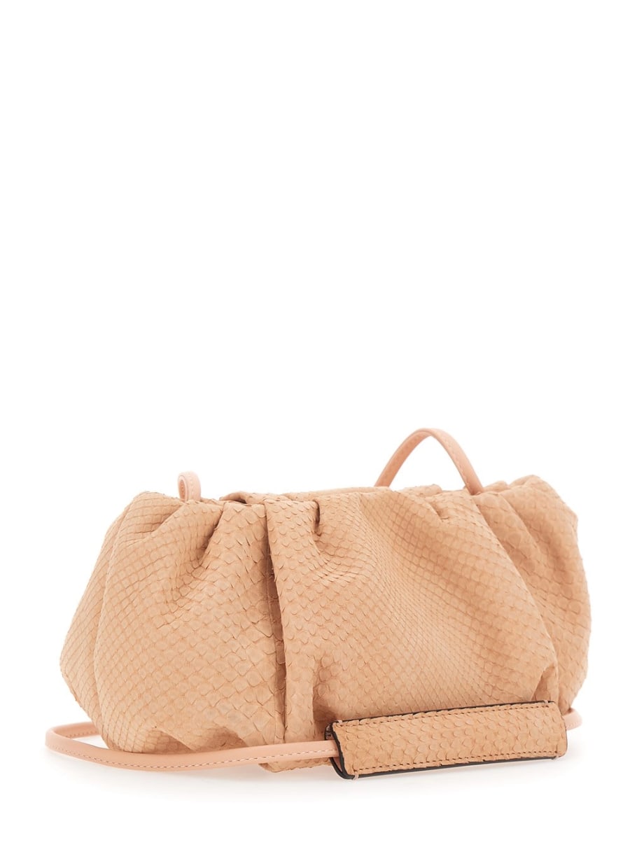 Biagini Clutch 'Pillow' con tracolla e chiusura con calamite in pelle rosa donna, view 3