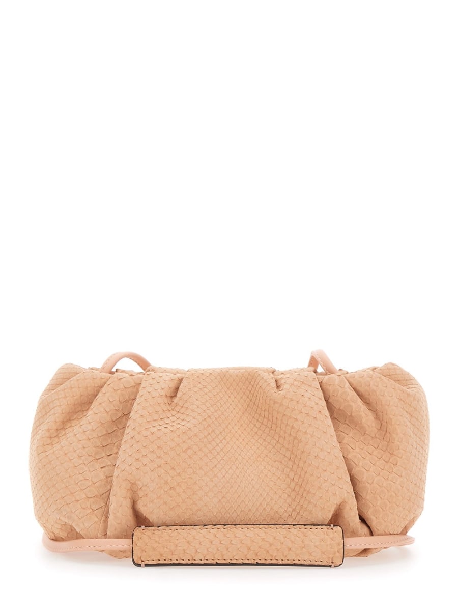 Biagini Clutch 'Pillow' con tracolla e chiusura con calamite in pelle rosa donna, view 4