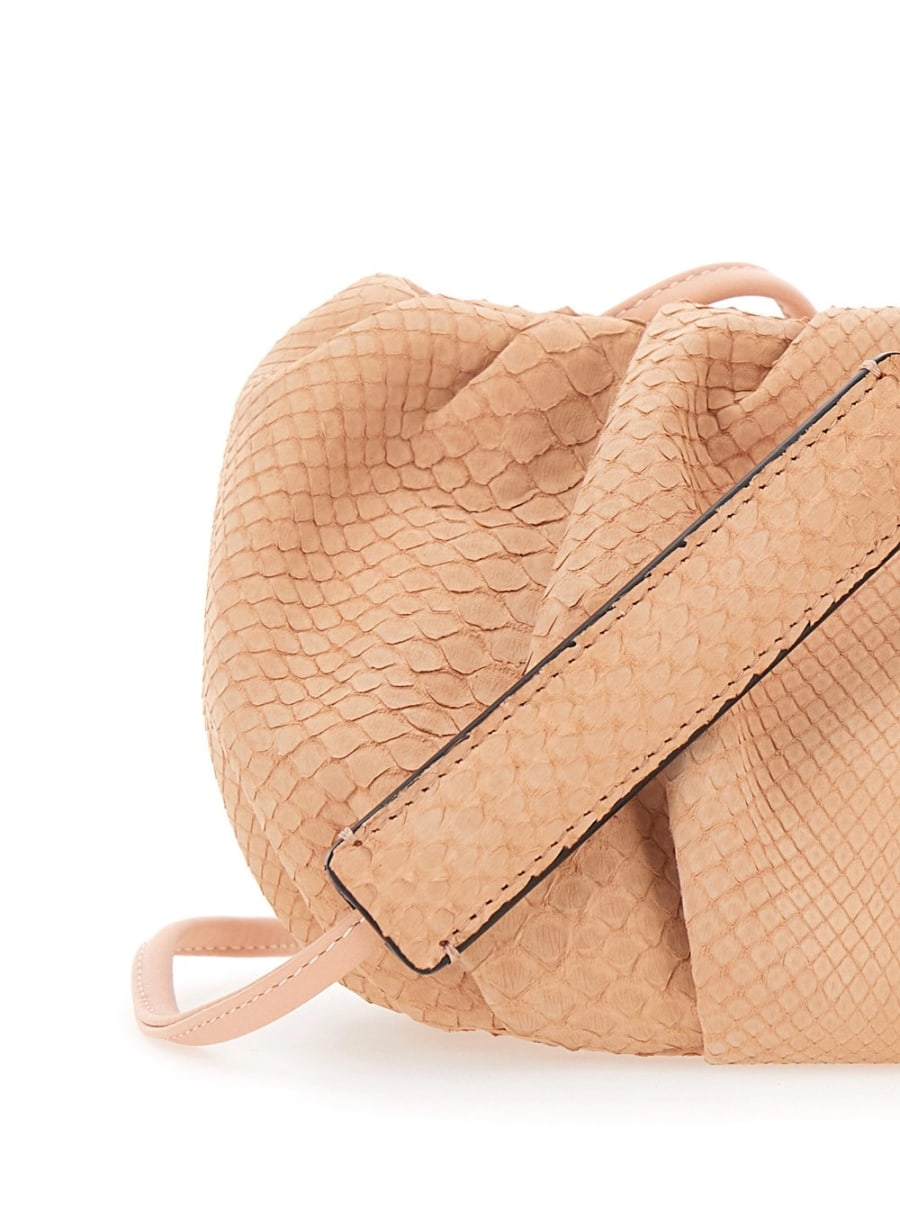 Biagini Clutch 'Pillow' con tracolla e chiusura con calamite in pelle rosa donna, view 5