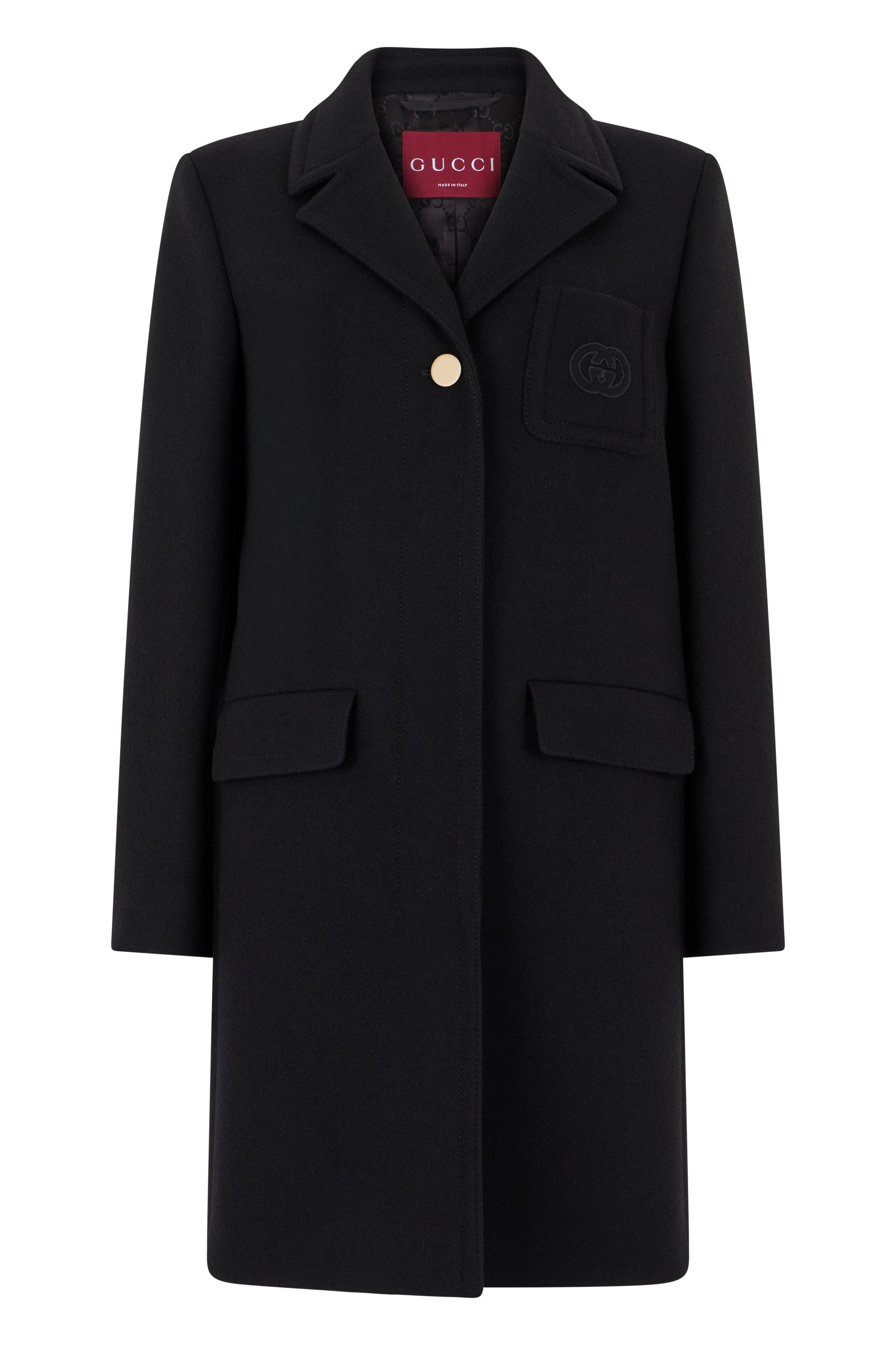 Gucci Cappotto in lana batavia con patch
