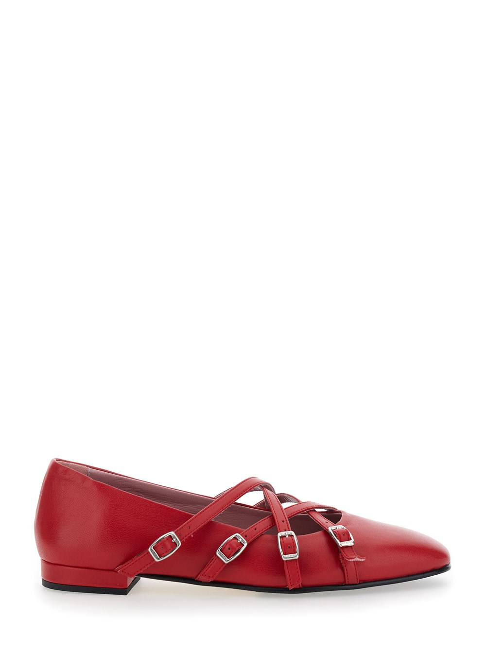 Carel Ballerine 'Eloise' con Cinturini Incrociati Regolabili in Pelle Rosse Donna