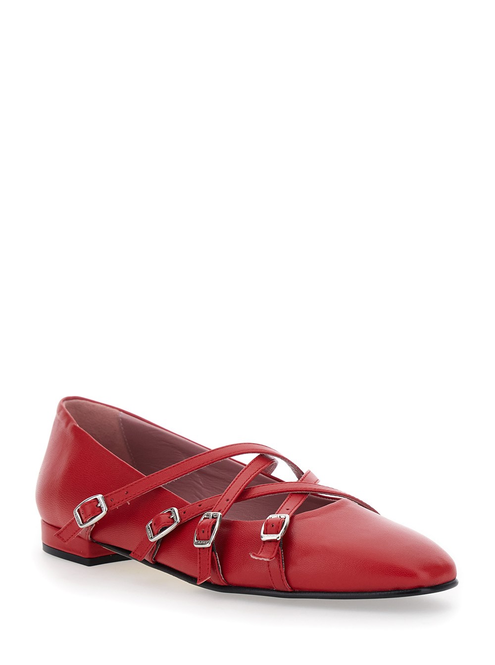 Carel Ballerine 'Eloise' con Cinturini Incrociati Regolabili in Pelle Rosse Donna, view 2