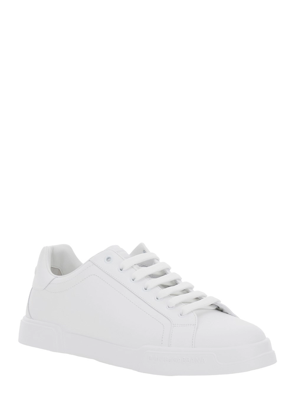 Dolce & Gabbana Sneaker 'Portofino Light' con Patch Logo sulla Linguetta e Logo Lettering Tono su Tono sul Tallone in Pelle Bianca Uomo, view 2
